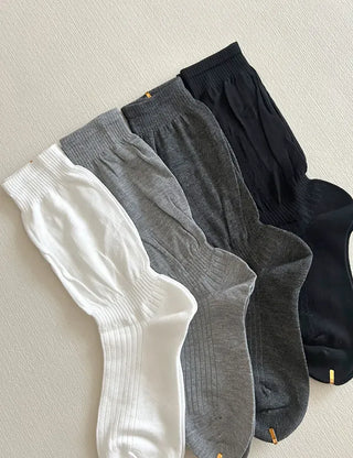 Length Summer See-through Knee Socks Ribbed Cotton Socks