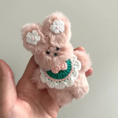 Flower outing look bib rabbit doll bag keyring