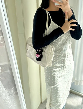 Flower outing look bib rabbit doll bag keyring