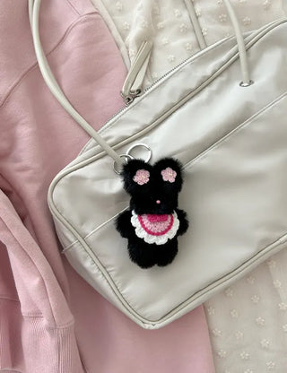 Flower outing look bib rabbit doll bag keyring