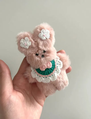 Flower outing look bib rabbit doll bag keyring