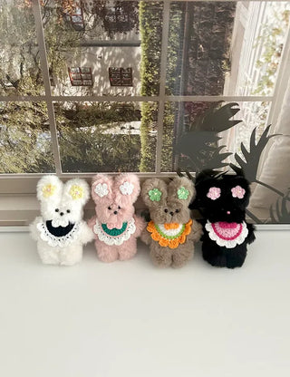 Flower outing look bib rabbit doll bag keyring