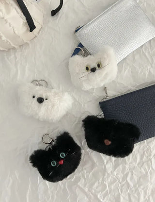 Cat Bear Face Keyring