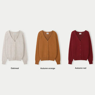 V-neck fluffy cardigan