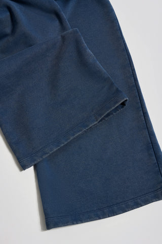 Cotton Jersey Acid Wash Mid-Rise Wide-Leg Joggers in Blue