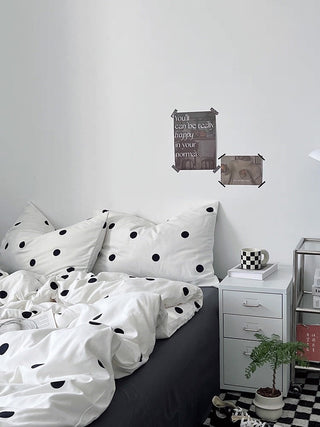 White and Black Polka Dot Bedding Set
