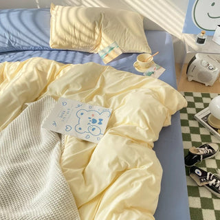 Soft Pastel Blue and Cream Bedding Set