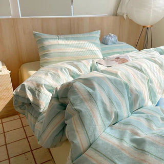 Pastel Blue Striped Duvet Cover Set
