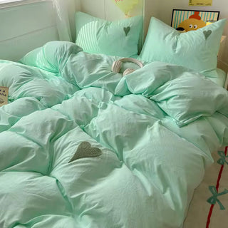 Mint Green Heart Bedding Set