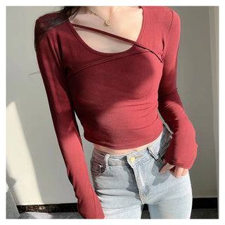 Cross straps long-sleeved top