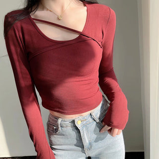 Cross straps long-sleeved top