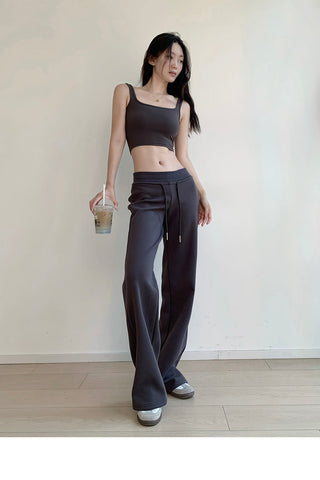 Low-waist drawstring sports trousers