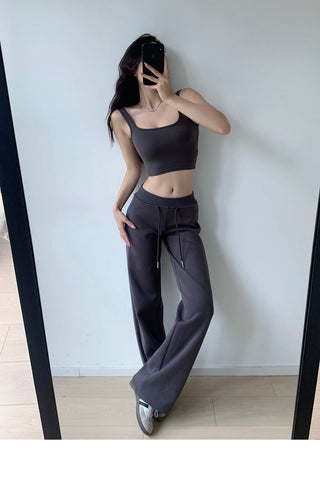 Low-waist drawstring sports trousers
