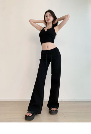 Low-waist drawstring sports trousers