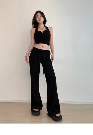 Low-waist drawstring sports trousers
