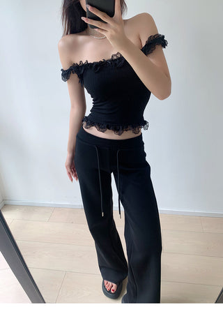 Low-waist drawstring sports trousers