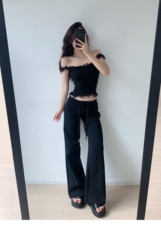 Low-waist drawstring sports trousers