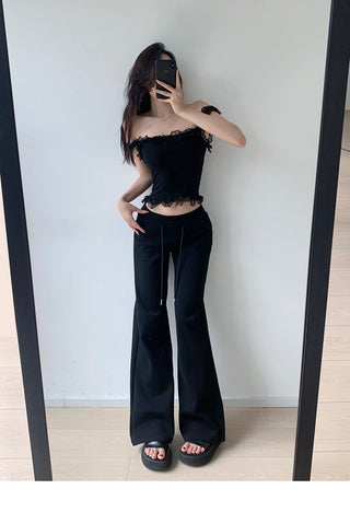 Low-waist drawstring sports trousers
