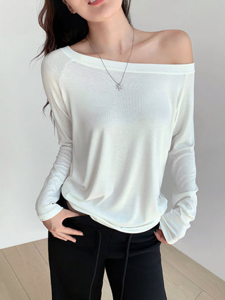 Retro one-shoulder loose slim T-shirt