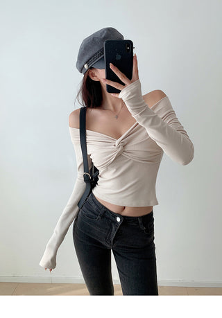 Cross V-neck top