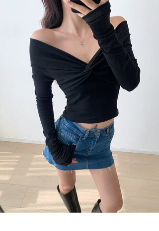 Cross V-neck top