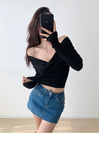 Cross V-neck top
