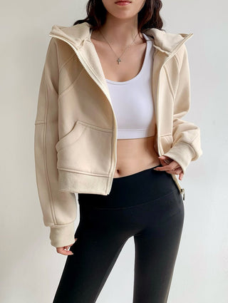 Plus velvet loose hooded zipper