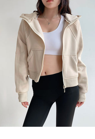 Plus velvet loose hooded zipper