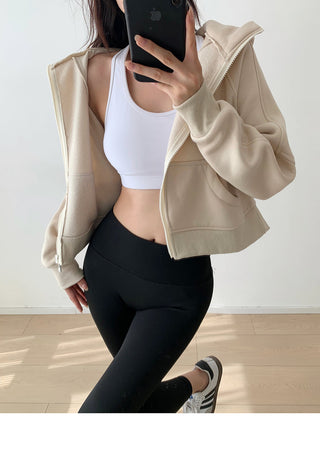 Plus velvet loose hooded zipper