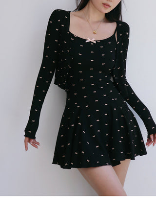Slim cardigan dress suit