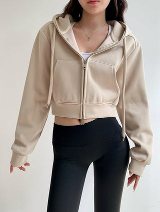 Cropped hooded zipper
