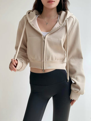 Cropped hooded zipper