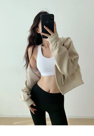 Cropped hooded zipper