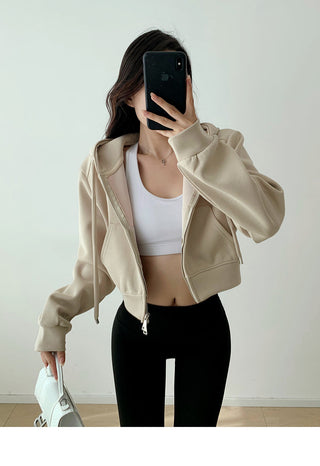 Cropped hooded zipper