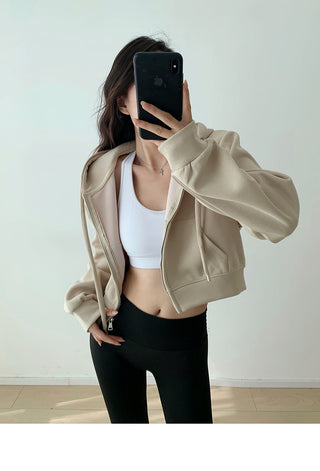 Cropped hooded zipper