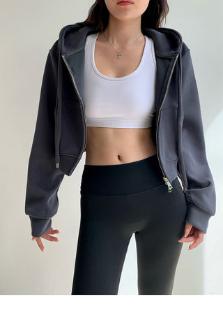 Cropped hooded zipper