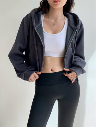 Cropped hooded zipper