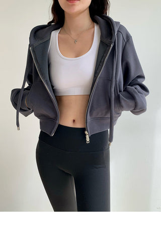Cropped hooded zipper