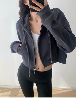 Cropped hooded zipper