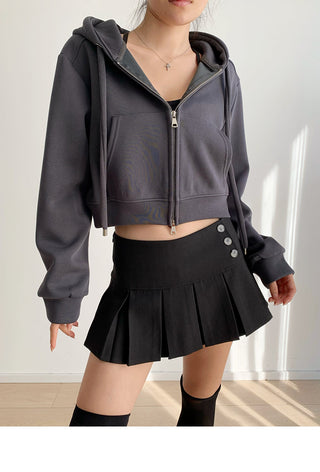 Cropped hooded zipper