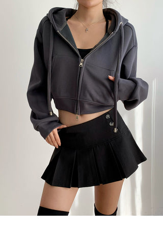 Cropped hooded zipper