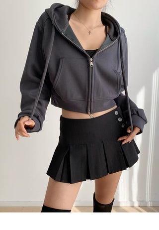 Cropped hooded zipper