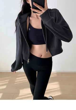 Cropped hooded zipper