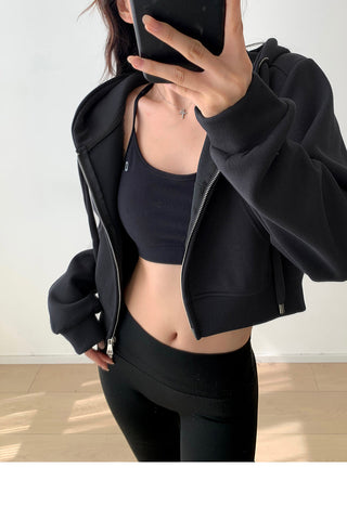 Cropped hooded zipper