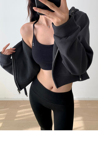 Cropped hooded zipper