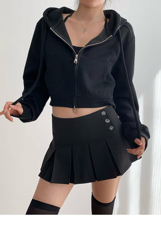 Cropped hooded zipper