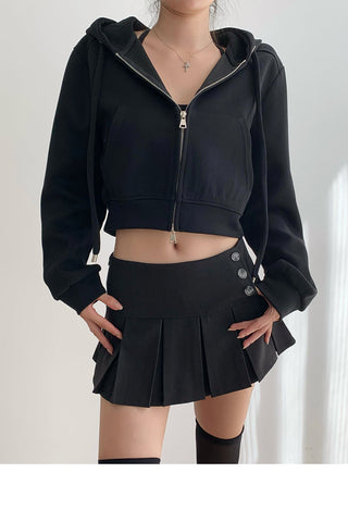 Cropped hooded zipper