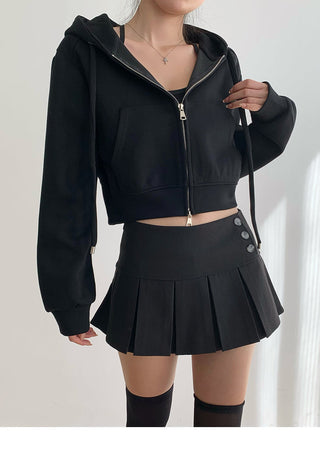 Cropped hooded zipper