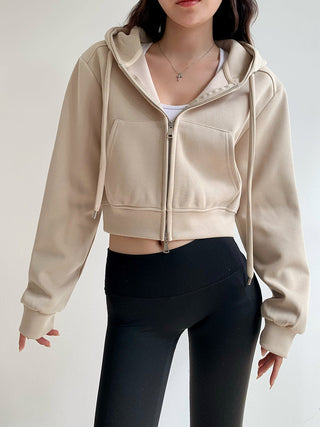 Cropped hooded zipper