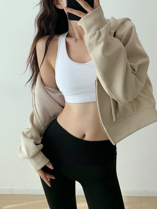 Cropped hooded zipper